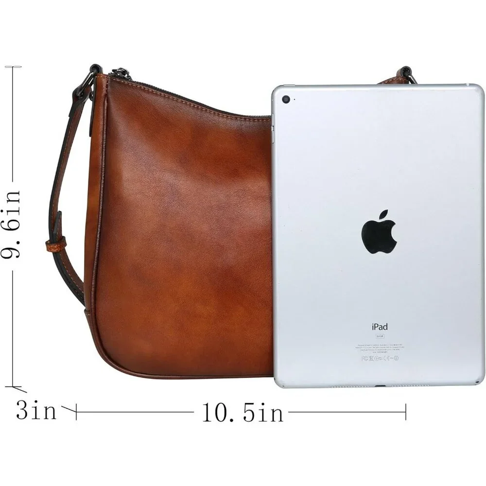 Compact Leather Shoulder Bag with Adjustable Strap - Daily Essentials Carrier - Picture 3 of 7